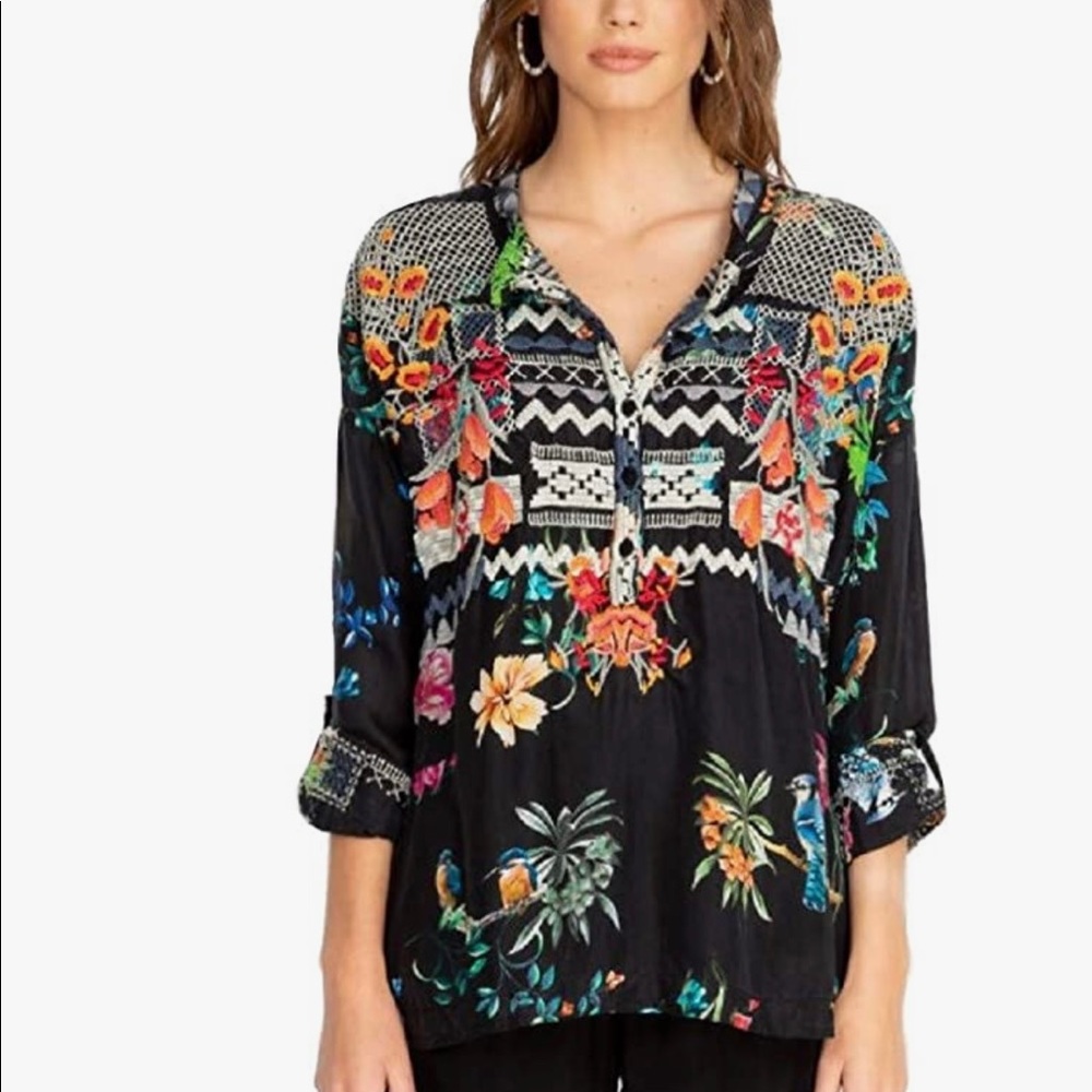 NWT XL Johnny Was Veda Silk Blouse